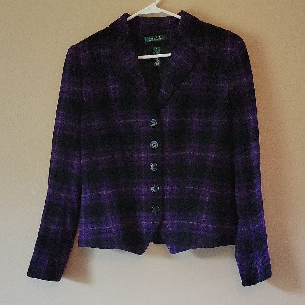 Ralph Lauren Purple Wool Blend Blazer Tailored